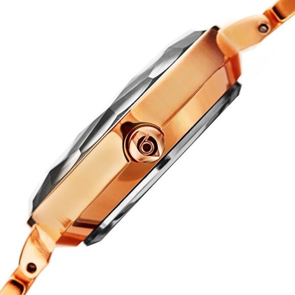 NWT Authentic Burgi Faceted Crystal Bezel Diamond Rose Dial Women's Watch - Picture 3 of 4